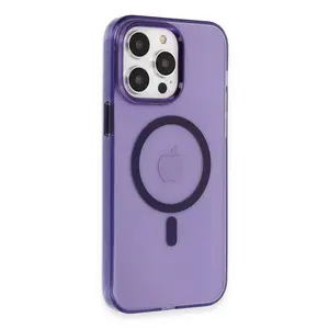 İphone 14 Pro Kılıf Tron Şeffaf Magsafe Kapak - Derin Mor