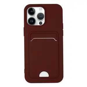 İphone 14 Pro Kılıf Kelvin Kartvizitli Silikon - Bordo