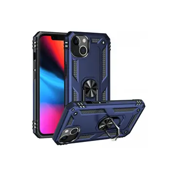 İphone 14 Plus Kılıf Sofya Yüzüklü Silikon Kapak - Lacivert
