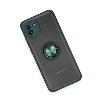 Samsung Galaxy A03 Kılıf Montreal Yüzüklü Silikon Kapak - Yeşil