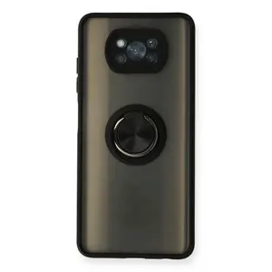 Xiaomi Pocophone X3 Kılıf Montreal Yüzüklü Silikon Kapak - Siyah