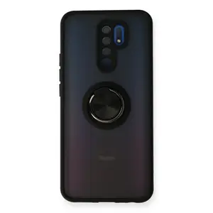 Xiaomi Redmi 9 Kılıf Montreal Yüzüklü Silikon Kapak - Siyah