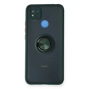 Xiaomi Redmi 9c Kılıf Montreal Yüzüklü Silikon Kapak - Yeşil