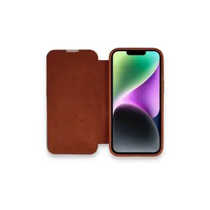 İphone 13 Pro Kılıf Dolpin Kapaklı - Kahverengi