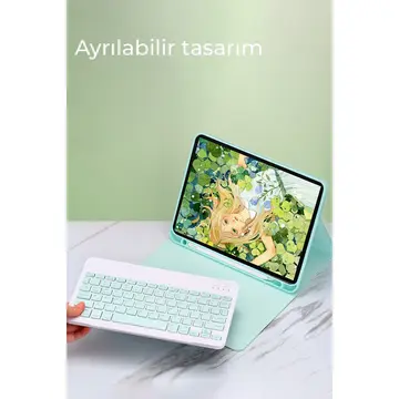Samsung Galaxy X200 Tab A8 10.5 Kılıf Kc01 Smart Klavyeli Tablet Kılıfı - Siyah