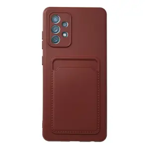 Samsung Galaxy A72 Kılıf Kelvin Kartvizitli Silikon - Bordo