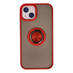 İphone 13 Kılıf Montreal Yüzüklü Silikon Kapak - Kırmızı