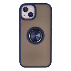 İphone 13 Kılıf Montreal Yüzüklü Silikon Kapak - Lacivert