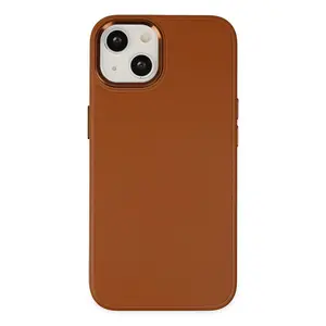 İphone 14 Plus Kılıf Asya Deri Silikon - Kahverengi