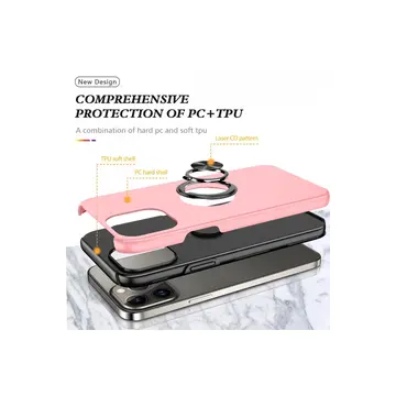 İphone 13 Pro Kılıf Elit Yüzüklü Kapak - Pembe