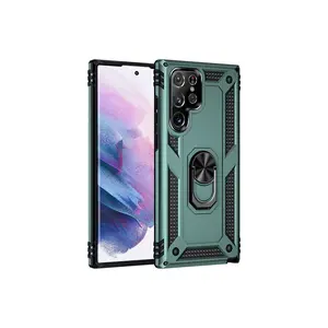 Samsung Galaxy S21 Ultra Kılıf Sofya Yüzüklü Silikon Kapak - Yeşil