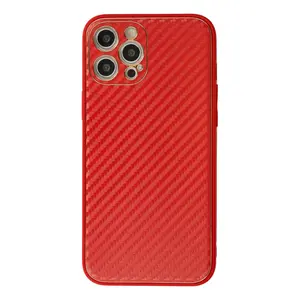 İphone 12 Pro Max Kılıf Coco Karbon Silikon - Kırmızı
