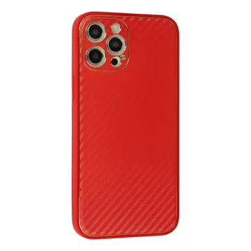 İphone 12 Pro Max Kılıf Coco Karbon Silikon - Kırmızı