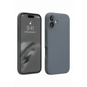 İphone 16 Plus Kılıf Nano İçi Kadife Silikon - Gri