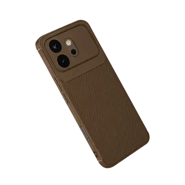 Huawei Honor 600 Auto Focus Karbon Kapak - Kahverengi