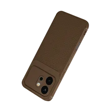 Huawei Honor 600 Auto Focus Karbon Kapak - Kahverengi