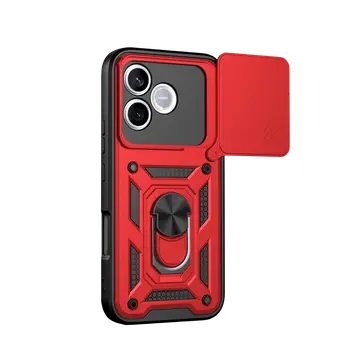 Huawei Honor 600 Lite Pars Lens Yüzüklü Silikon - Kırmızı