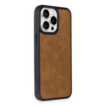 İphone 14 Pro Kılıf Aras Deri Kapak - Taba