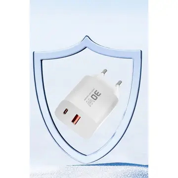 C89Q 1 Adet 30w Type-c Ve 1 Adet 22.5w Usb Çıkışlı Ekstra Dl48 1m Usb To Lightning Kablolu Pd Şarj Cihazı - Beyaz