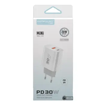 C89Q 1 Adet 30w Type-c Ve 1 Adet 22.5w Usb Çıkışlı Ekstra Dl48 1m Usb To Lightning Kablolu Pd Şarj Cihazı - Beyaz