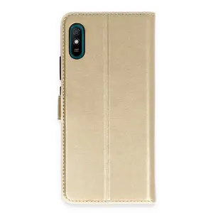 Xiaomi Redmi 9a Kılıf Trend S Plus Kapaklı Kılıf - Gold