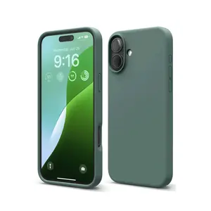İphone 16 Plus Kılıf Nano İçi Kadife Silikon - Koyu Yeşil