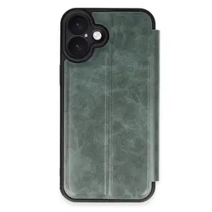 İphone 16 Plus Kılıf Flip Cover - Koyu Yeşil
