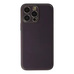 İphone 13 Pro Kılıf Coco Deri Silikon Kapak - Derin Mor