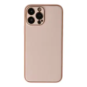 İphone 13 Pro Max Kılıf Coco Deri Silikon Kapak - Pudra