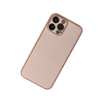 İphone 13 Pro Max Kılıf Coco Deri Silikon Kapak - Pudra