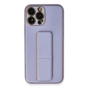 İphone 13 Pro Max Kılıf Coco Deri Standlı Kapak - Lila