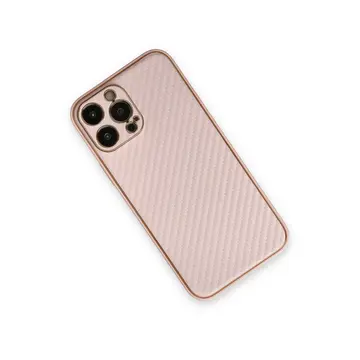 İphone 13 Pro Max Kılıf Coco Karbon Silikon - Pembe