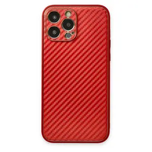İphone 13 Pro Max Kılıf Coco Karbon Silikon - Kırmızı