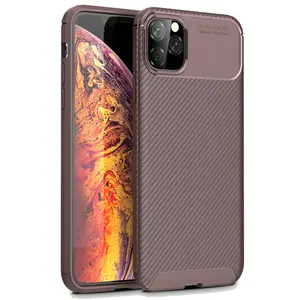 İphone 11 Pro Kılıf Auto Focus Karbon Kapak - Kahverengi