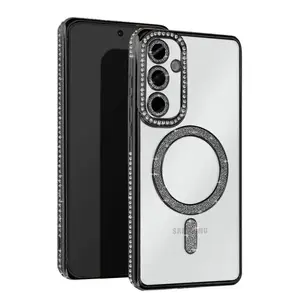 Samsung Galaxy S25 Kılıf Joke Simli Magneticsafe Kılıf - Siyah