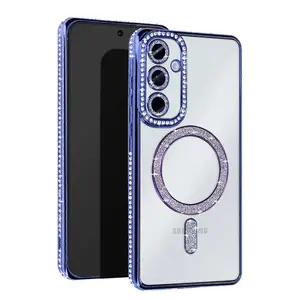 Samsung Galaxy S25 Kılıf Joke Simli Magneticsafe Kılıf - Mavi