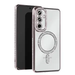 Samsung Galaxy S25 Kılıf Joke Simli Magneticsafe Kılıf - Gümüş