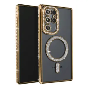 Samsung Galaxy S25 Ultra Kılıf Joke Simli Magneticsafe Kılıf - Gold