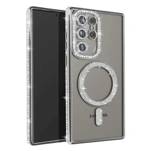 Samsung Galaxy S25 Ultra Kılıf Joke Simli Magneticsafe Kılıf - Gümüş