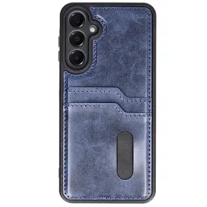 Samsung Galaxy A36 Kılıf Sara Kartvizitli Deri Kılıf - Lacivert