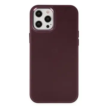 İphone 12 Pro Max Kılıf Asya Deri Silikon - Mürdüm
