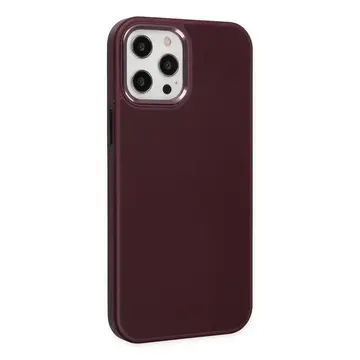 İphone 12 Pro Max Kılıf Asya Deri Silikon - Mürdüm