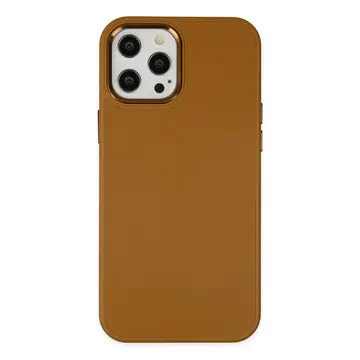 İphone 12 Pro Max Kılıf Asya Deri Silikon - Kahverengi