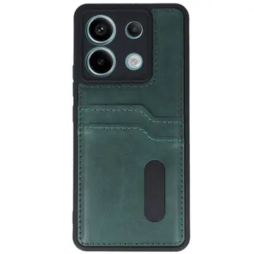 Xiaomi Redmi Note 13 Pro 4g Kılıf Sara Kartvizitli Deri Kılıf - Koyu Yeşil