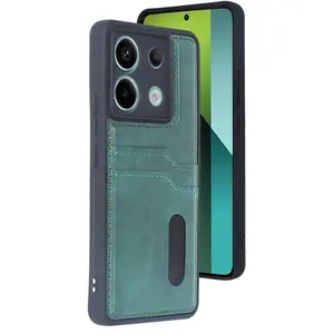 Xiaomi Redmi Note 13 Pro 5g Kılıf Sara Kartvizitli Deri Kılıf - Koyu Yeşil
