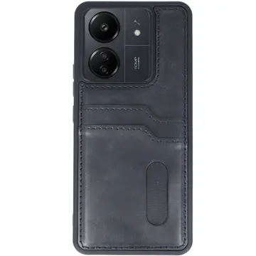 Xiaomi Redmi 13c Kılıf Sara Kartvizitli Deri Kılıf - Siyah