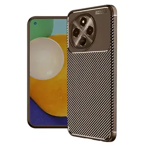 Tecno Spark 30 Pro Kılıf Auto Focus Karbon Kapak - Kahverengi
