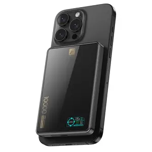 Pw598 10.000 Mah Dijital Göstergeli 20w Type-c Ve 15w Kablosuz Şarj Pd Hızlı Şarj Magsafe Powerbank - Siyah