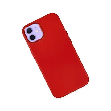 İphone 12 Kılıf Asya Deri Silikon - Kırmızı