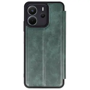 Xiaomi Redmi Note 14 4g Kılıf Flip Cover - Koyu Yeşil
